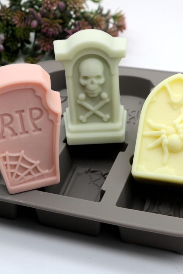 Halloween Tombstone Silicone Mold Mousse Cake, Chocolate, Jelly, Ice, Soap Making 6-Cavity