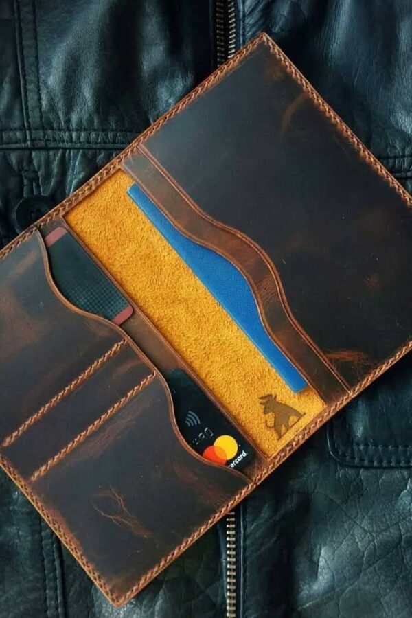 Handmade Distressed Leather Passport Holder Travel Wallet