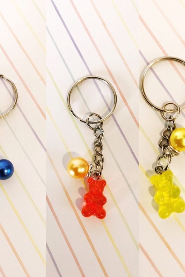Handmade Gummy Bear Keychain Faux Pearl Candy Charm