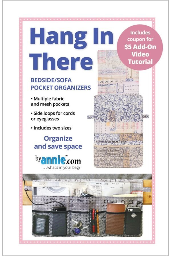 Hang in There Sewing Pattern - Byannie.com Bedside Sofa Pocket Organizer Storage 2 Sizes Space Table Caddy Chair Mesh Pockets Pba279