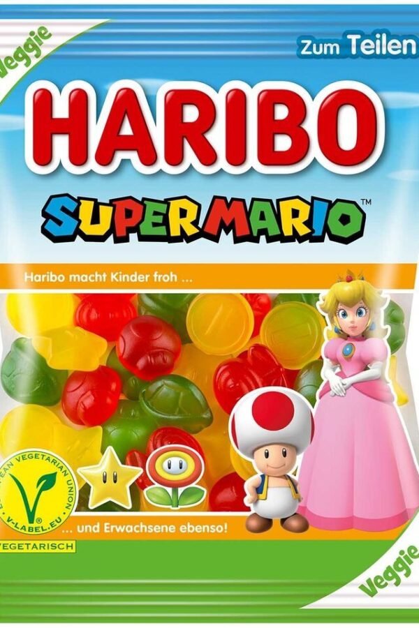 Haribo Super Mario gummies Princess Peach VEGETARIAN 175g FREE SHIPPING