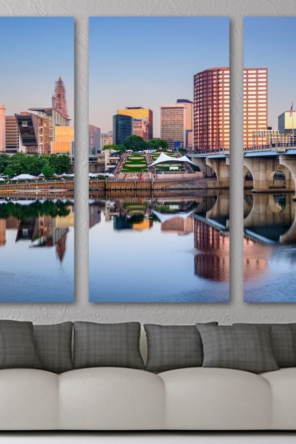 Hartford, Ct Skyline Wall Art Canvas Print. Connecticut USA Cityscape - Giclee Home Art Decor, Wall Interior Design