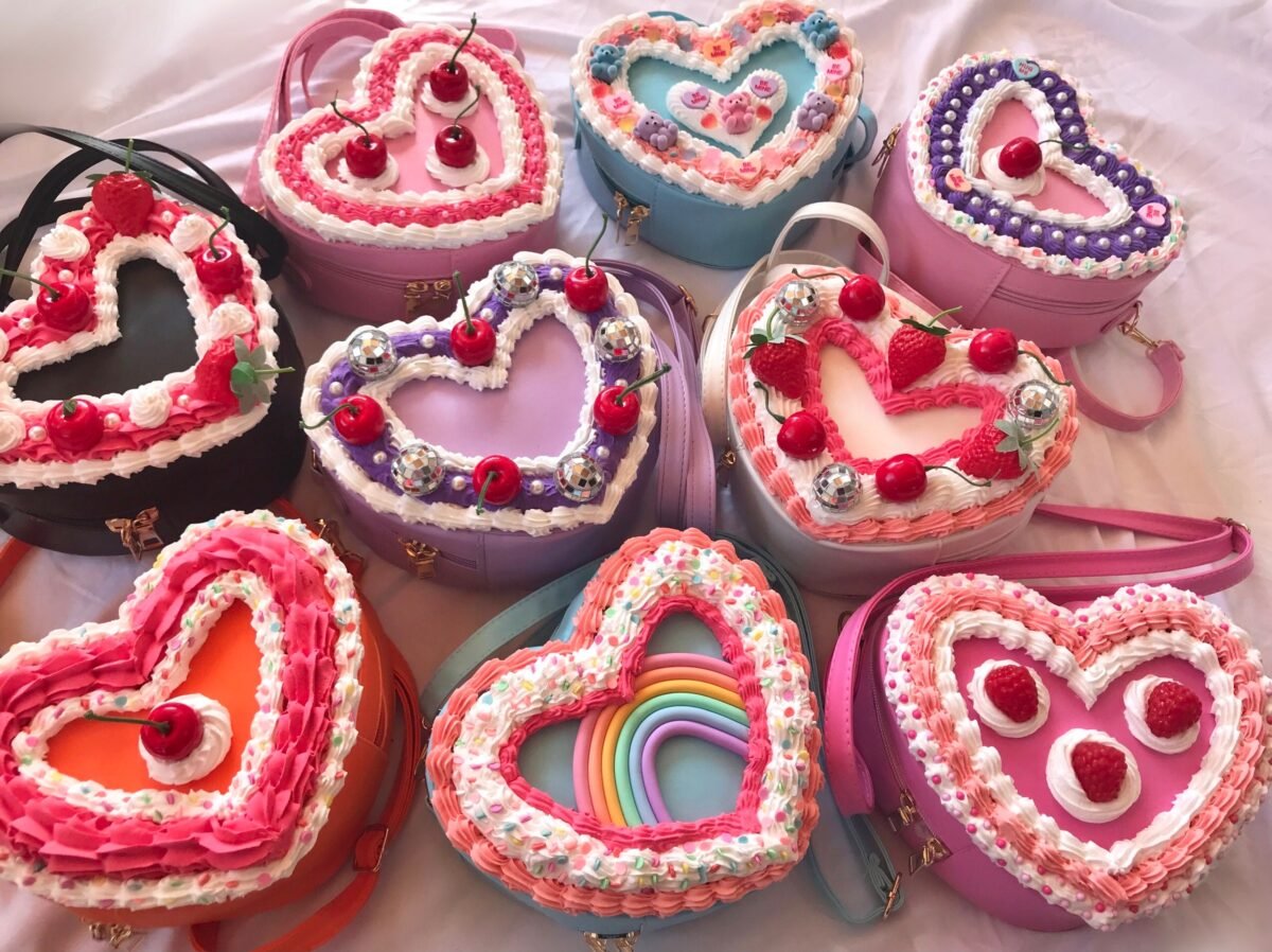 Heart Shaped Cake Purse/ Frosted Kawaii Cute Handbag/ Crossbody Bag/ Unique Fashion Sprinkles Frosting Disco Cherry