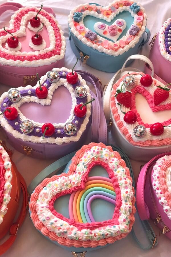 Heart Shaped Cake Purse/ Frosted Kawaii Cute Handbag/ Crossbody Bag/ Unique Fashion Sprinkles Frosting Disco Cherry