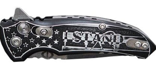 Hogue X1-Microflip 2.75in Knife Custom Outlaw Ordnance I Stand Engraving, 24183-EXLTRP