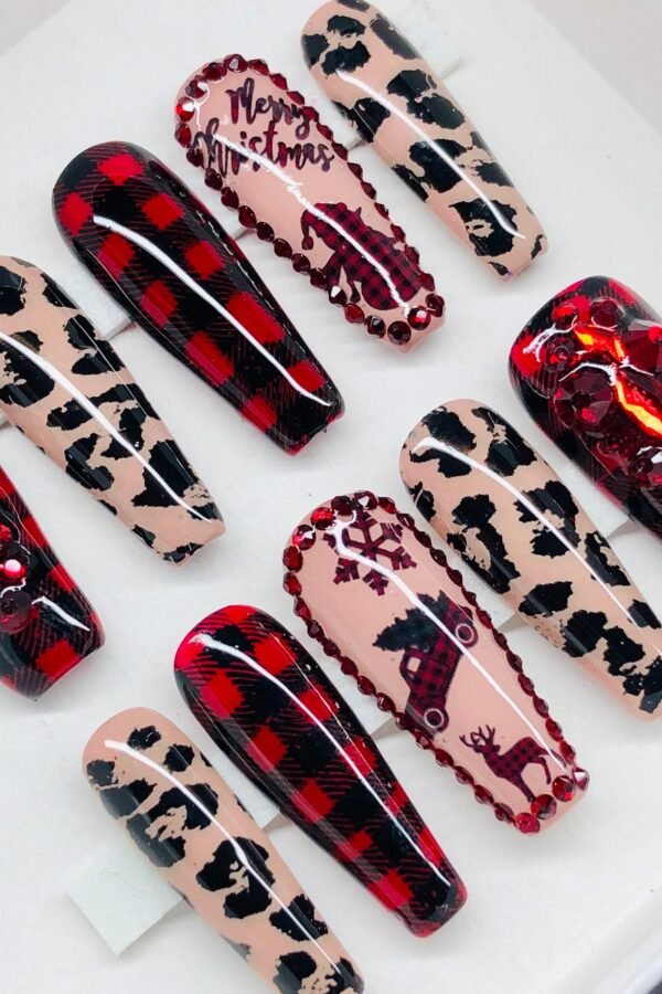 Holiday Glam Long Ballerina Gel Press On Nails