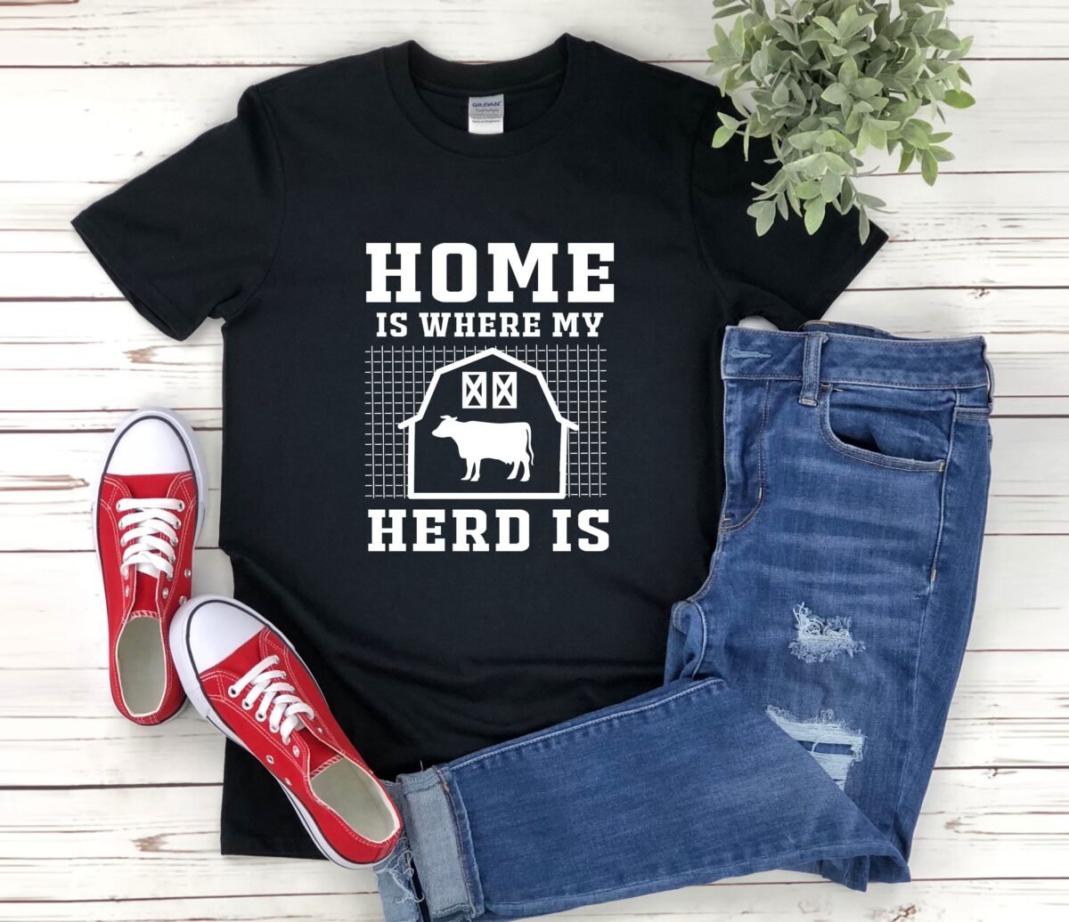 Home Is Where The Herd Shirt, Heifer Farm Shirt Men, Animal Lover, Ranch Farmer