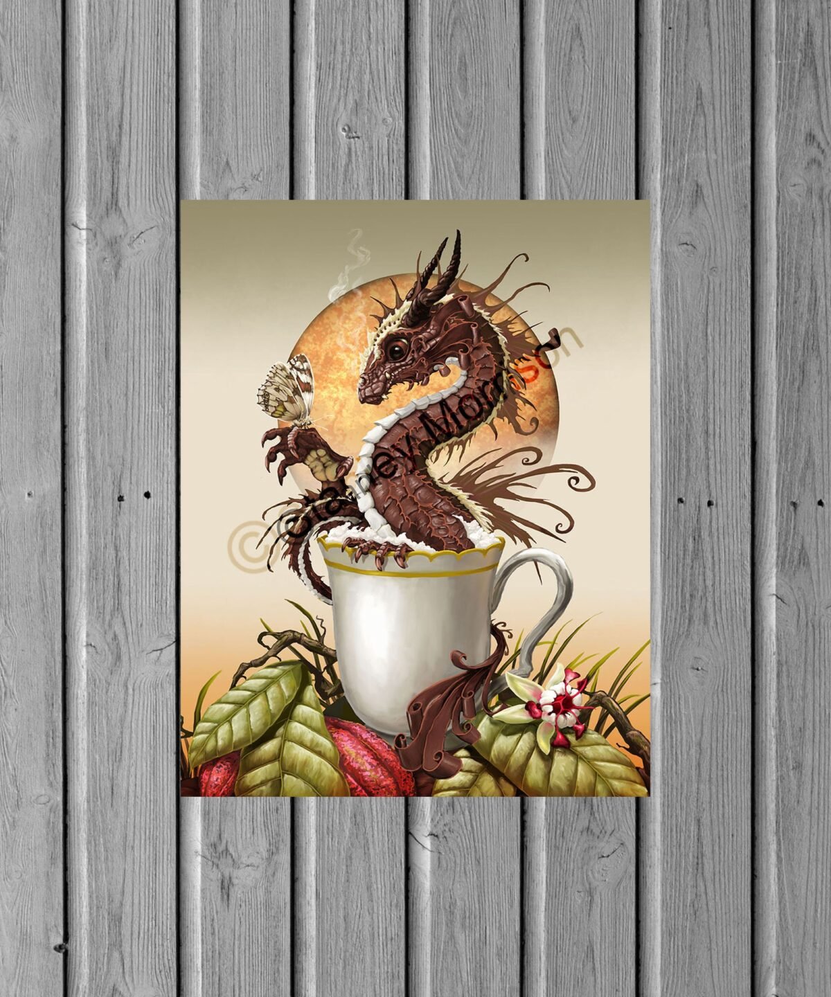 Hot Chocolate Dragon Print 4x6, 8.5x11, Or 11x14, Dragon Art, Poster, Kitchen Décor, Kids Room Food