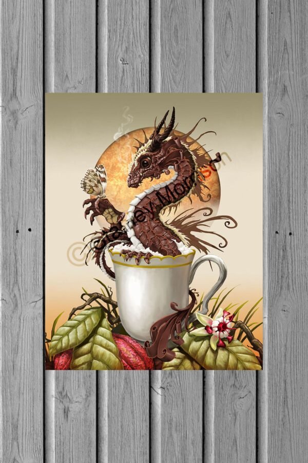 Hot Chocolate Dragon Print 4x6, 8.5x11, Or 11x14, Dragon Art, Poster, Kitchen Décor, Kids Room Food