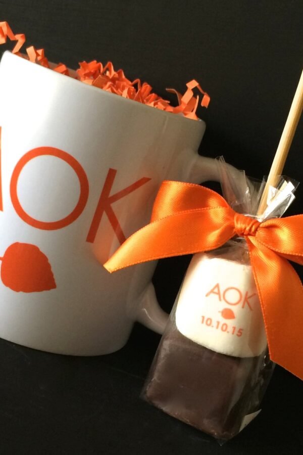Hot Chocolate Gift Idea Logo Favors in Mug Promotional Items Perfect For Mitzvahs Personal Branding Corporate & Client Gifting