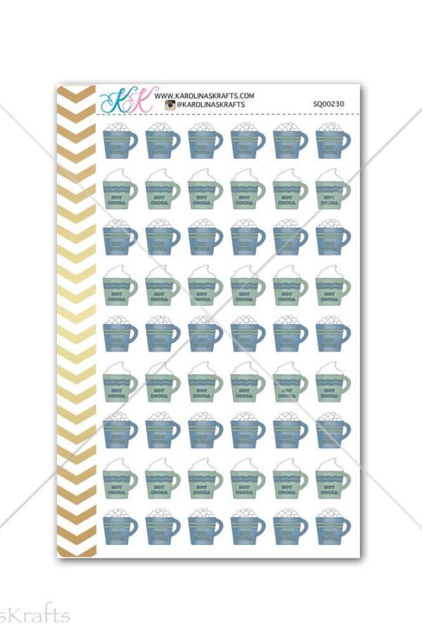Hot Chocolate Stickers For Planner, Calendar Functional Planner Stickers Cocoa Sticker Functional Winter #sq00230