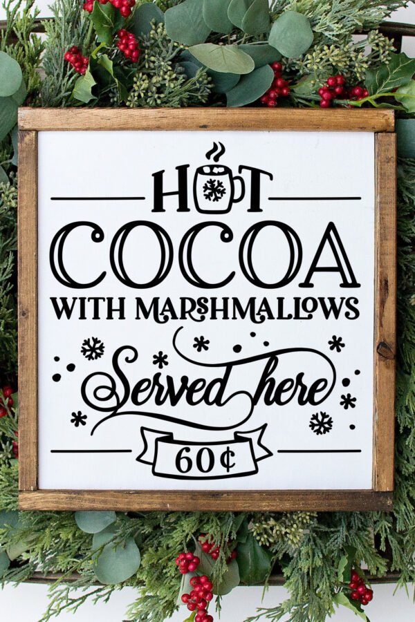 Hot Cocoa Farmhouse Sign 13.5x13.5. Holiday Wood Sign, Hot Chocolate Christmas Christmas, Holiday Decor, Cocoa Bar
