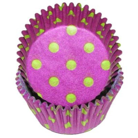 Hot Dots Purple & Lime Cupcake Papers