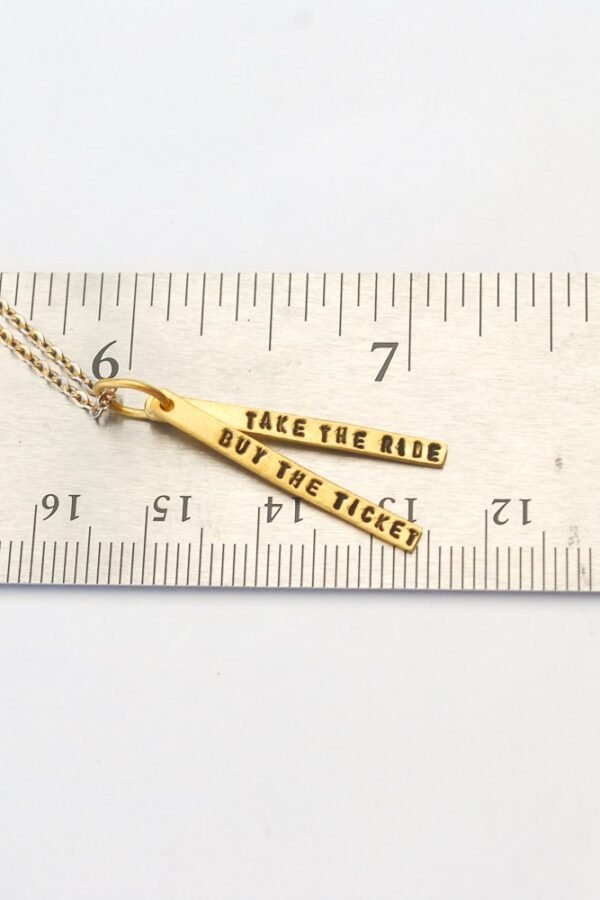Hunter S Thompson Wanderlust Quote - Buy The Ticket, Take Ride Sterling Silver & 14Kt Gold Vermeil Necklace By Chocolate Steel