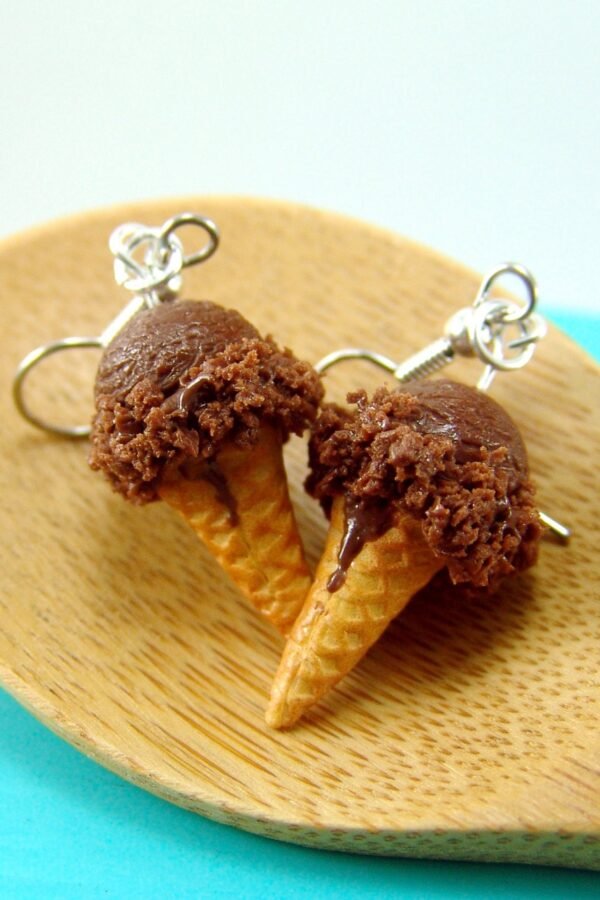 Ice Cream Earrings // Chocolate Food Jewelry Made To Order Miniature