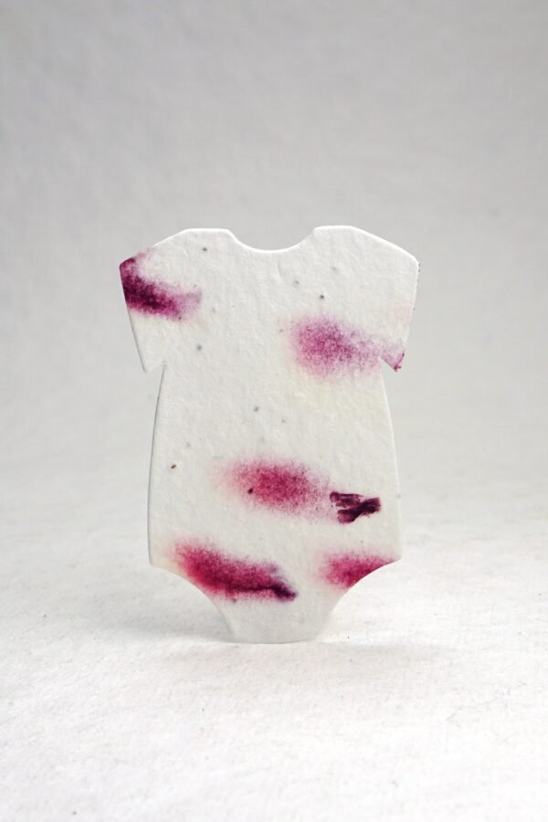 Infant Bodysuit Shape Magenta Petal Seed Paper 3" X 2" Wildflower Cotton #19S For Baby Showers Set Of 24