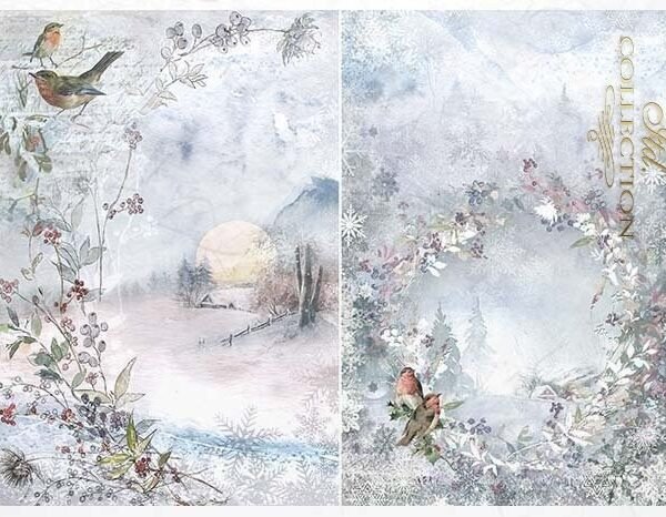 Itd Collection Winter Scene Iii Rice Paper Decoupage A4 For Diy Projects, Scrapbooking, Art Journals, Mixed Media, Collage, Furniture R1971