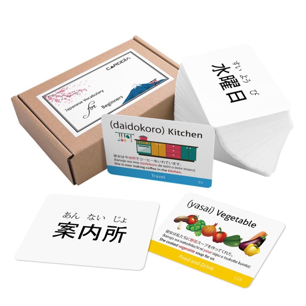 Japanese Vocabulary Educational Flashcards For Beginners