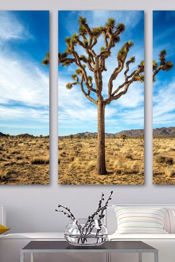 Joshua Tree Desert Wall Art National Park Canvas Print. Large Lonely & Blue Skies - Giclee Home Decor, Wall Interior Design
