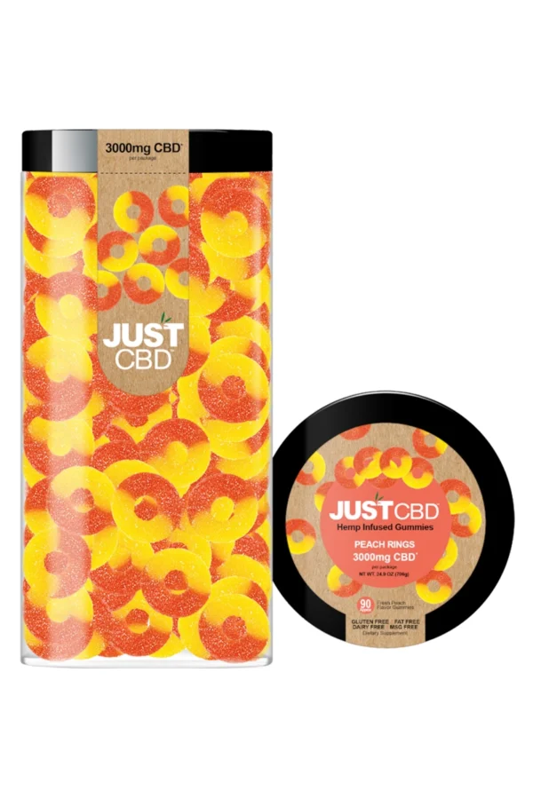 Just CBD Peach Rings Gummies 3000mg