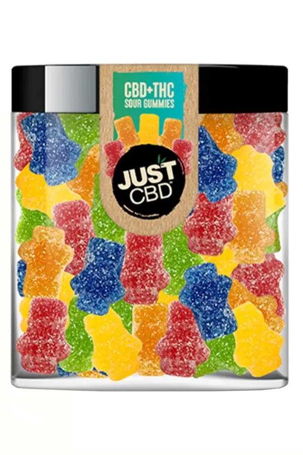 Just CBD Sour Gummies CBD+THC Gummies Jar 10.5oz
