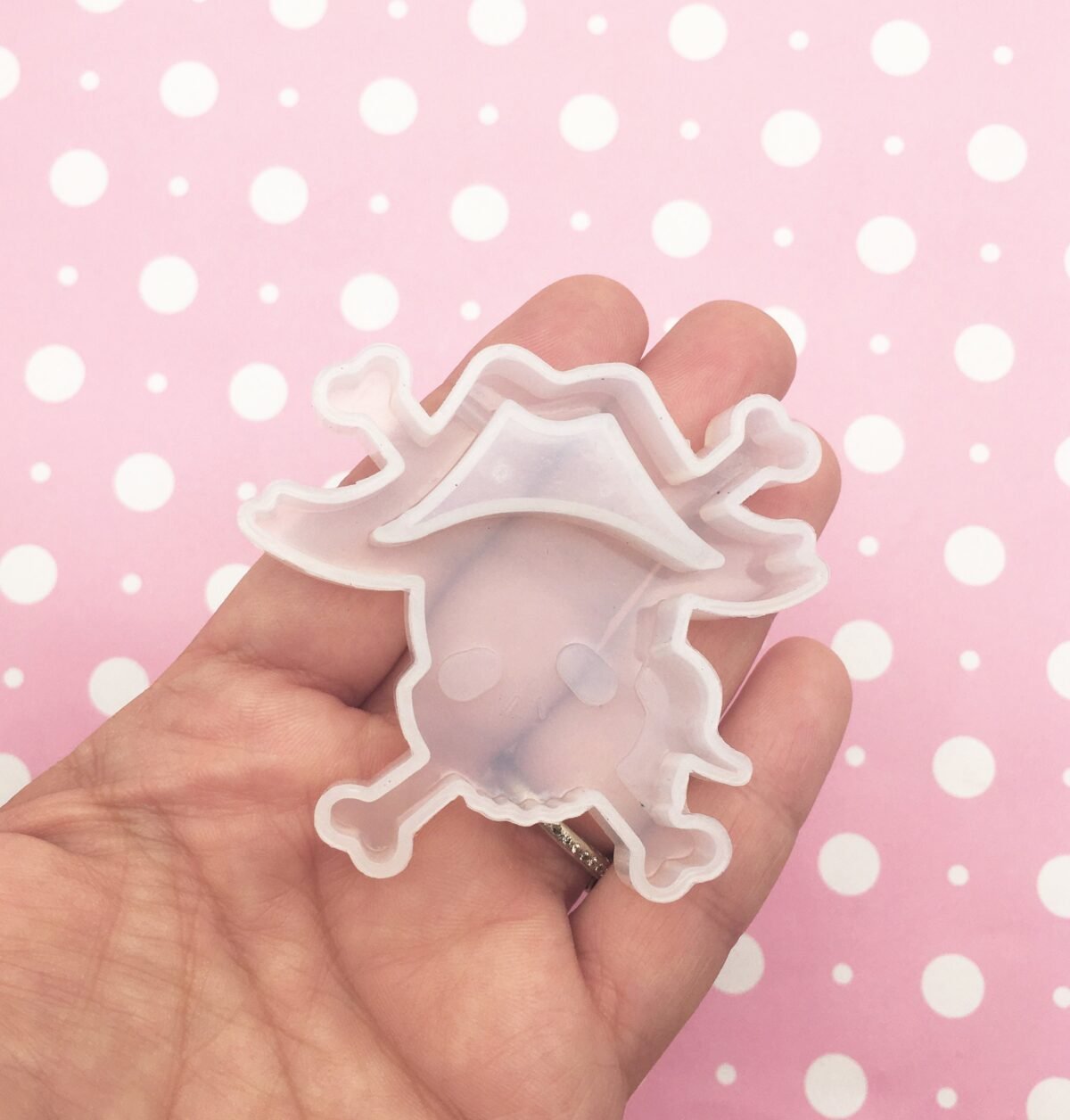 Kawaii Pirate Skull Halloween Shaker Mold For Cabochons Charms Pendants, 60mm 1 Part Silicone Uv Resin Keychain Mould, Q120B