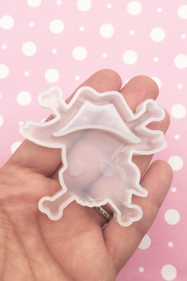 Kawaii Pirate Skull Halloween Shaker Mold For Cabochons Charms Pendants, 60mm 1 Part Silicone Uv Resin Keychain Mould, Q120B