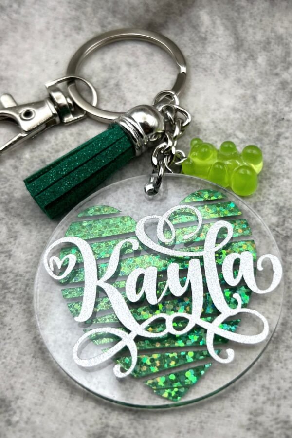 Keychain, Girly Girl 2" Personalized, Girl Bag Tag, Girls Birthday Gift, Custom Gift For Teen, Girly Keychain Accessory