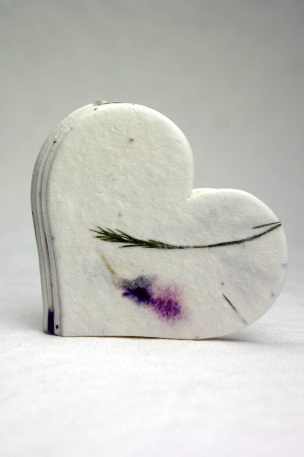 Large Purple Petal Seed Paper Hearts 2.85"W X 2.5"H Wildflower Natural #58S For Weddings Or Events Set Of 24