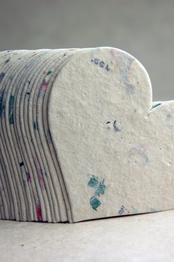 Large Seed Paper Hearts 2.85"W X 2.5"H Wildflower Natural Lotka Recycled Fibers #47S For Weddings Or Events Set Of 24