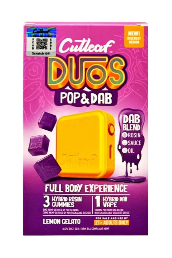 Lemon Gelato Cutleaf Duos Pop & Dab Vape 1ct x Gummies 3ct