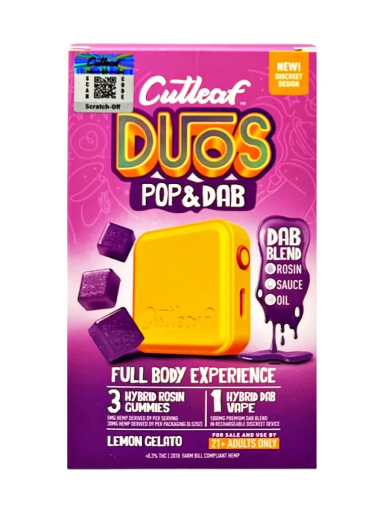 Lemon Gelato Cutleaf Duos Pop & Dab Vape 1ct x Gummies 3ct