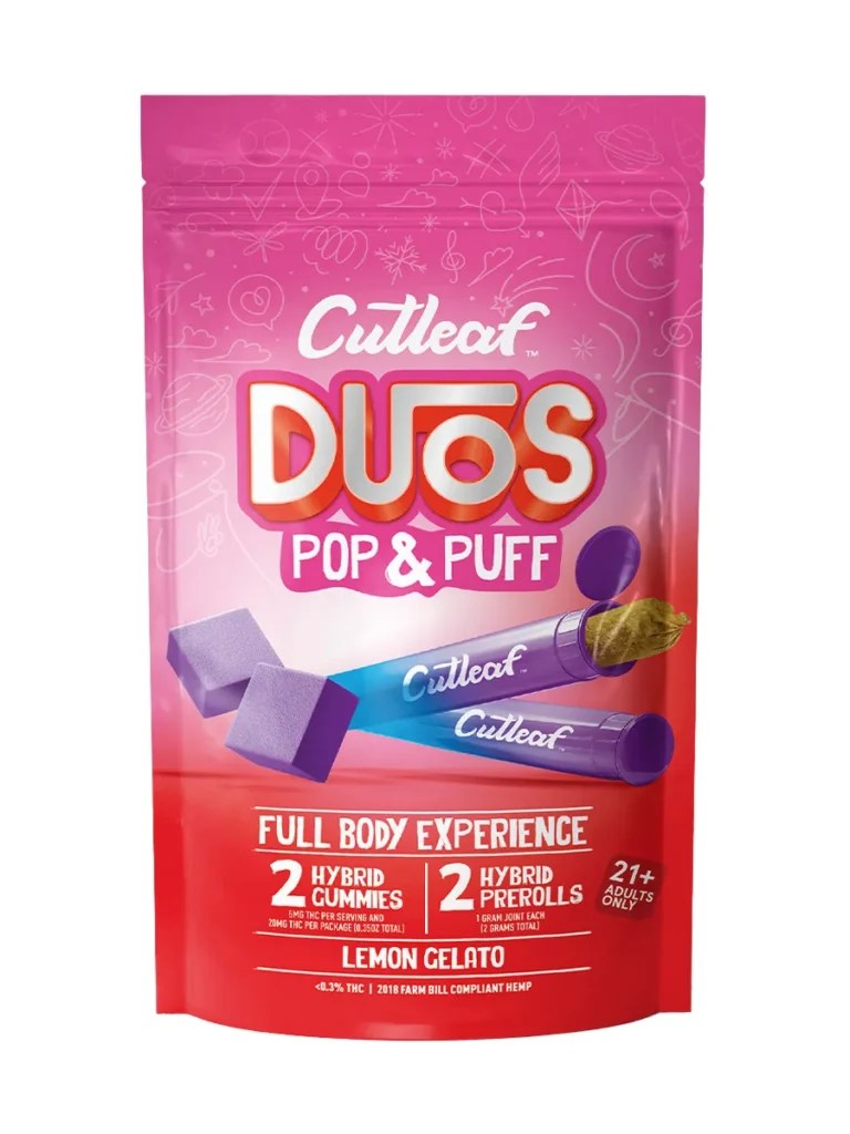 Lemon Gelato Cutleaf Duos Pop & Puff THCA Pre-Rolls & Gummies 2ct