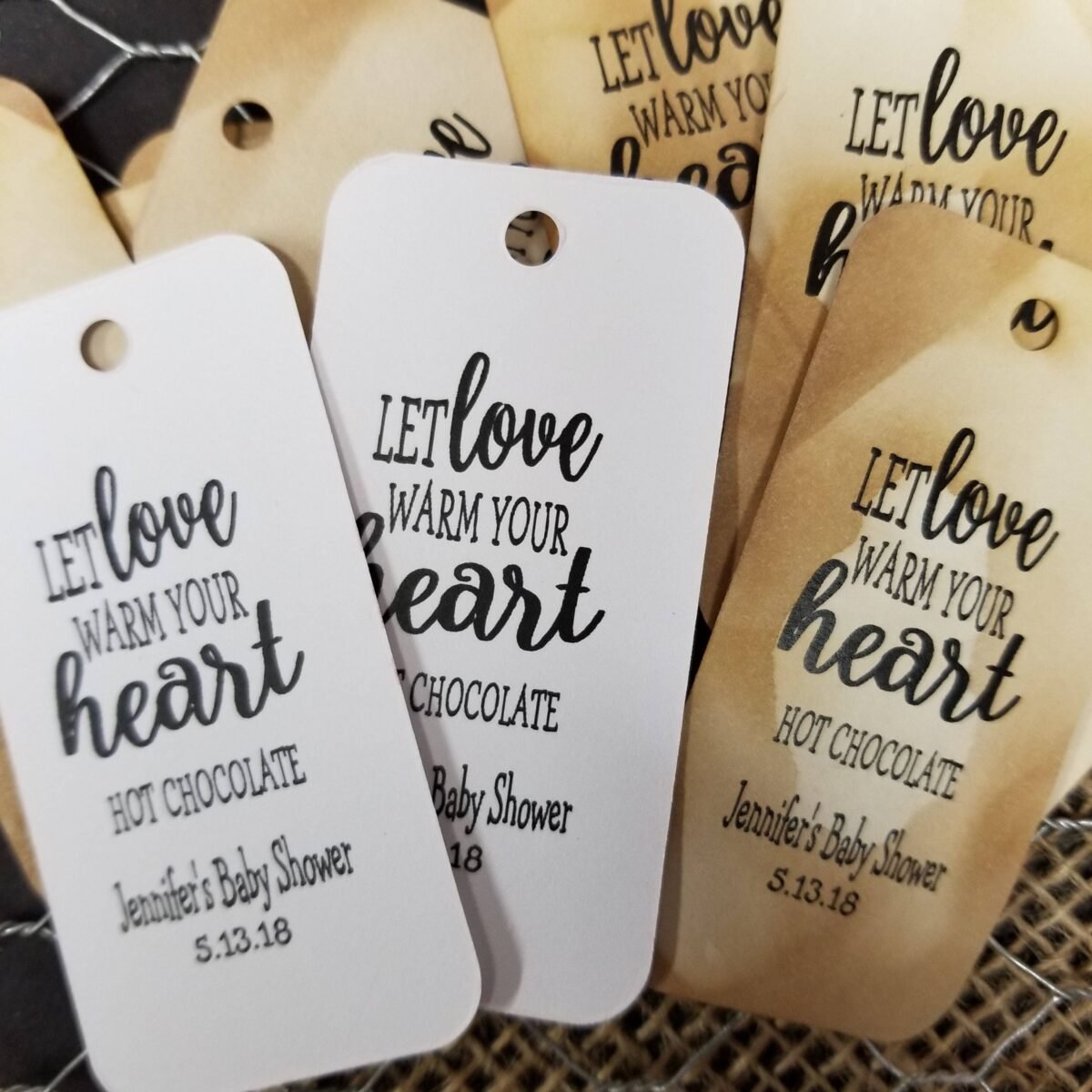 Let Love Warm Your Heart Hot Chocolate Favor Tag Rectangle Tags Personalize W Names Or Party Date | Cocoa Mix Not Included Shower Wedding