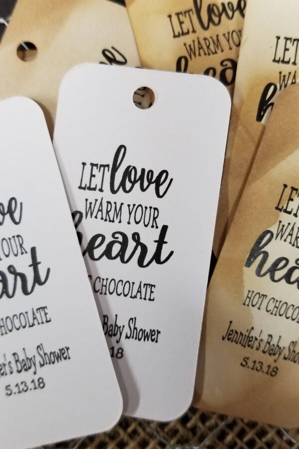 Let Love Warm Your Heart Hot Chocolate Favor Tag Rectangle Tags Personalize W Names Or Party Date | Cocoa Mix Not Included Shower Wedding