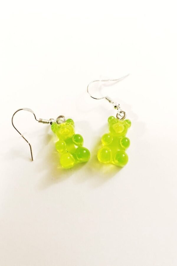 Lime Green Gummy Bear Earrings Kitsch Candy Jewelry
