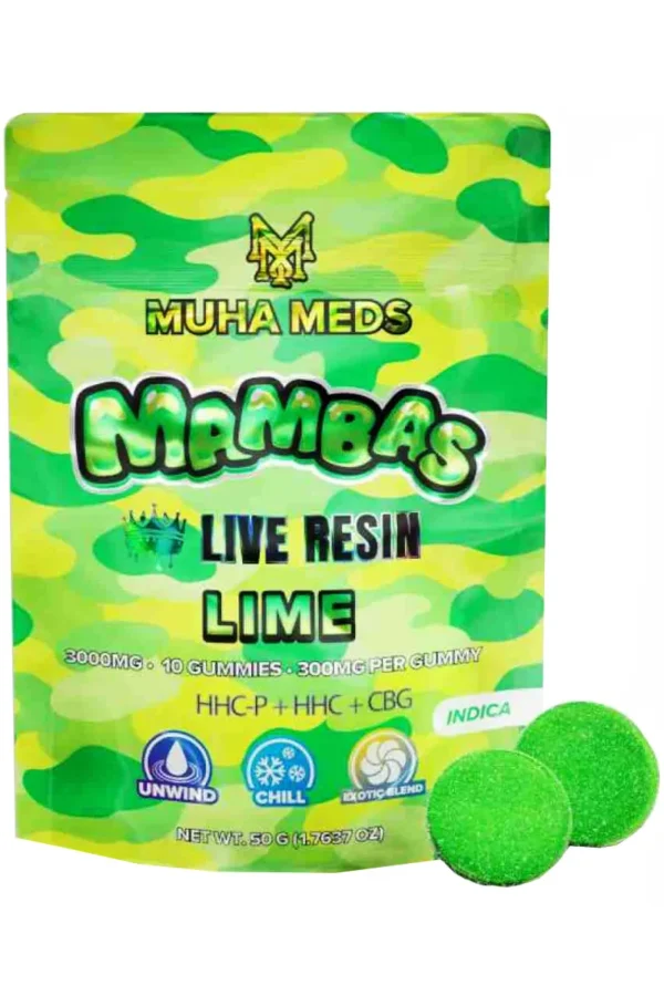 Lime Muha Meds Live Resin Mamba Gummies 3000MG