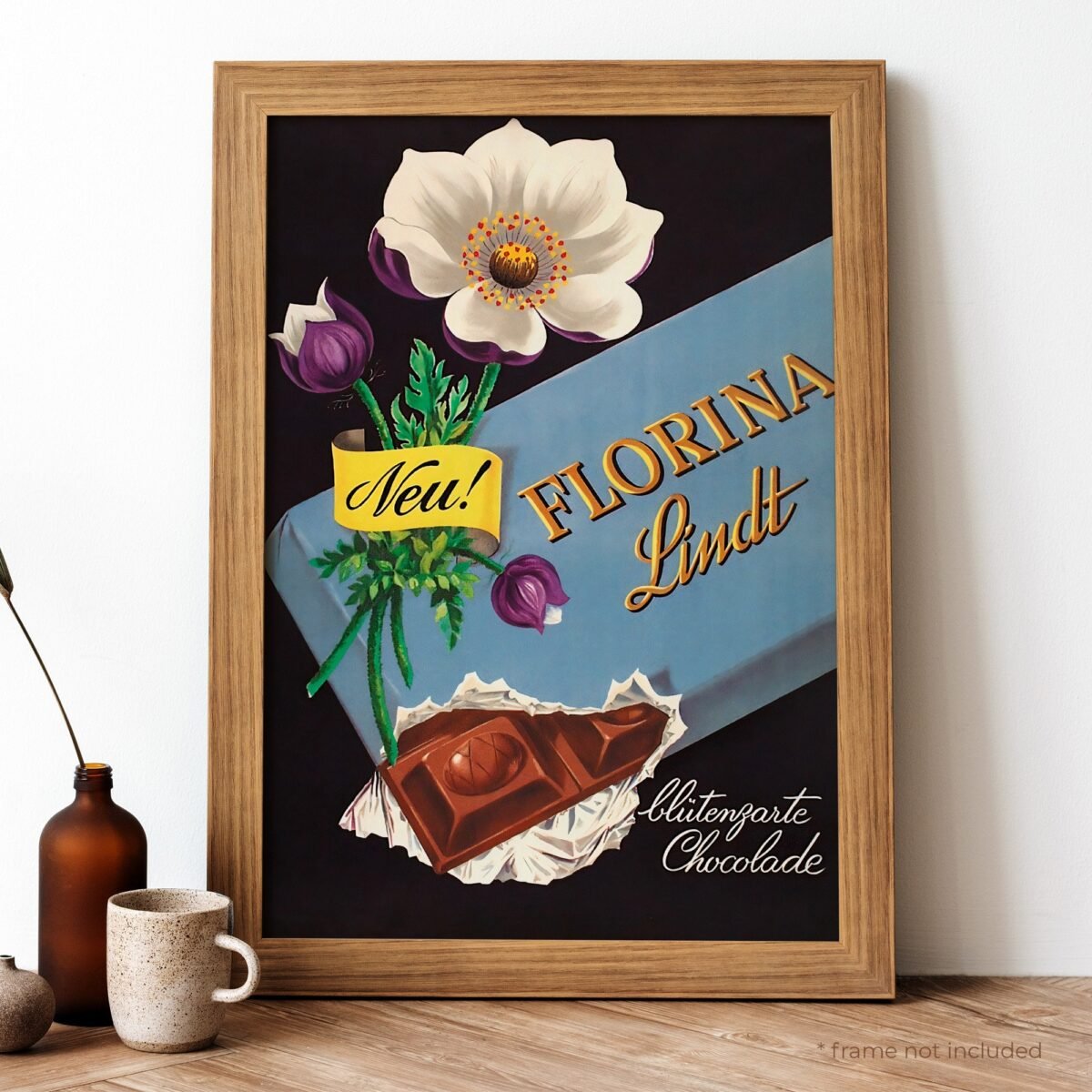 Lindt Sprüngli Chocolate Vintage Poster, Swiss Food Retro Print, Antique & Drink Poster | Fd39