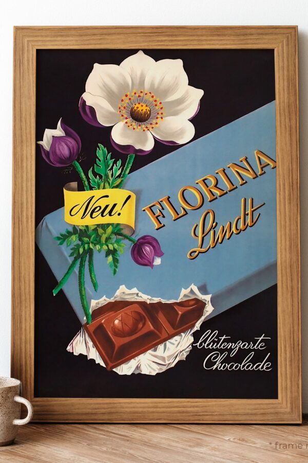 Lindt Sprüngli Chocolate Vintage Poster, Swiss Food Retro Print, Antique & Drink Poster | Fd39