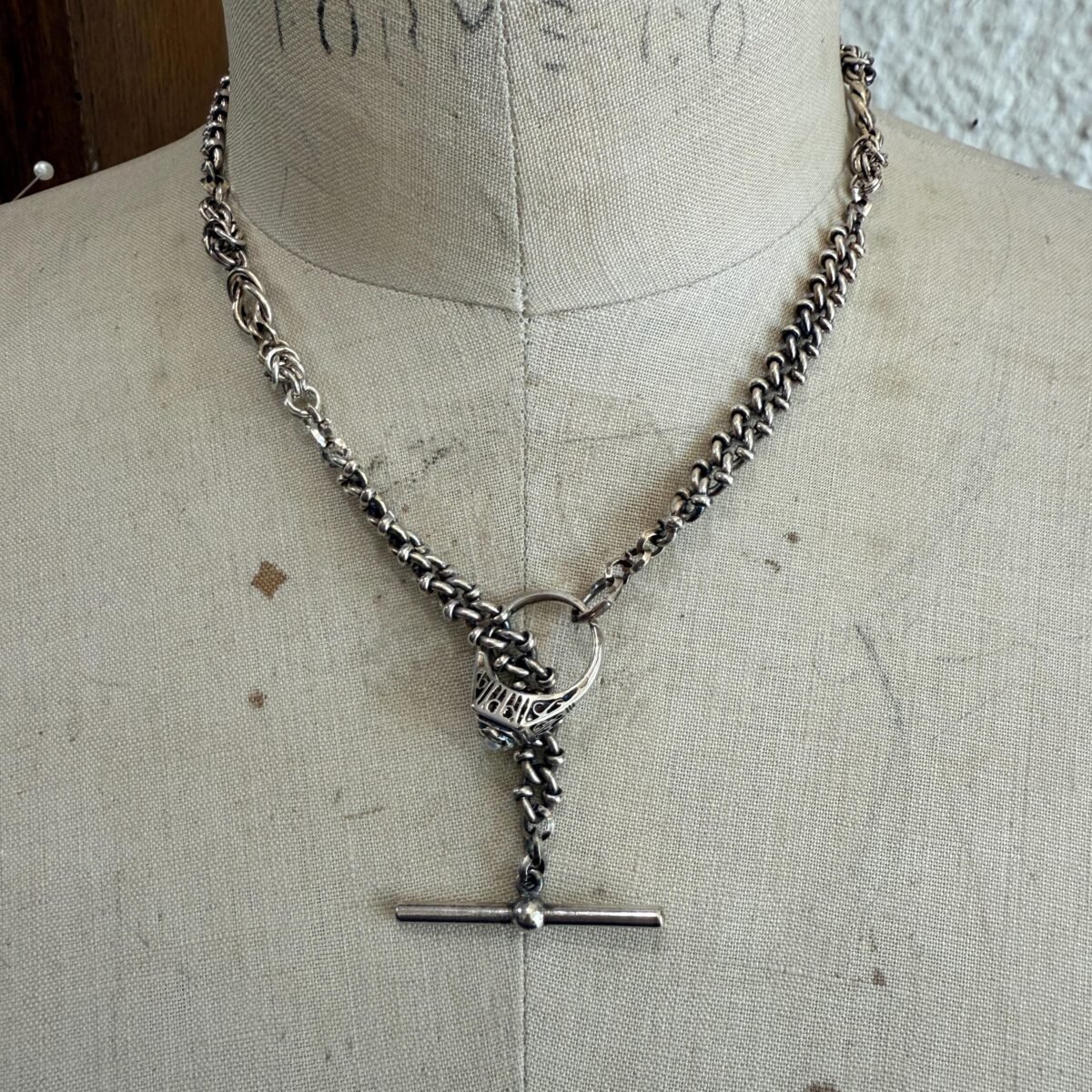 Love Knot Vintage Chain Wrap in Aged Sterling Finish