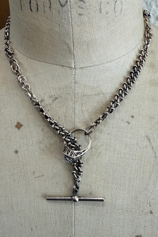 Love Knot Vintage Chain Wrap in Aged Sterling Finish
