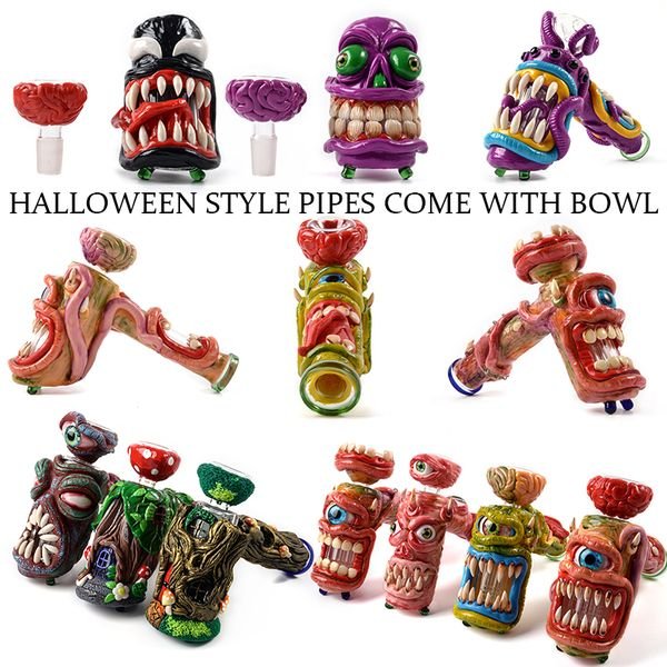 Low Stock 18mm Female Joint HALLOWEEN Styles Water Pipes Smoking Accessories Pipe Colorful Multiple Options Dab Rigs Oil Rig For Hookahs