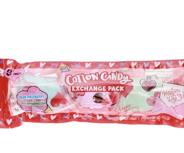 Lupy Lups 3 Pack Happy Valentines Day Cotton Candy Exchange Pack: 1.59oz/45g