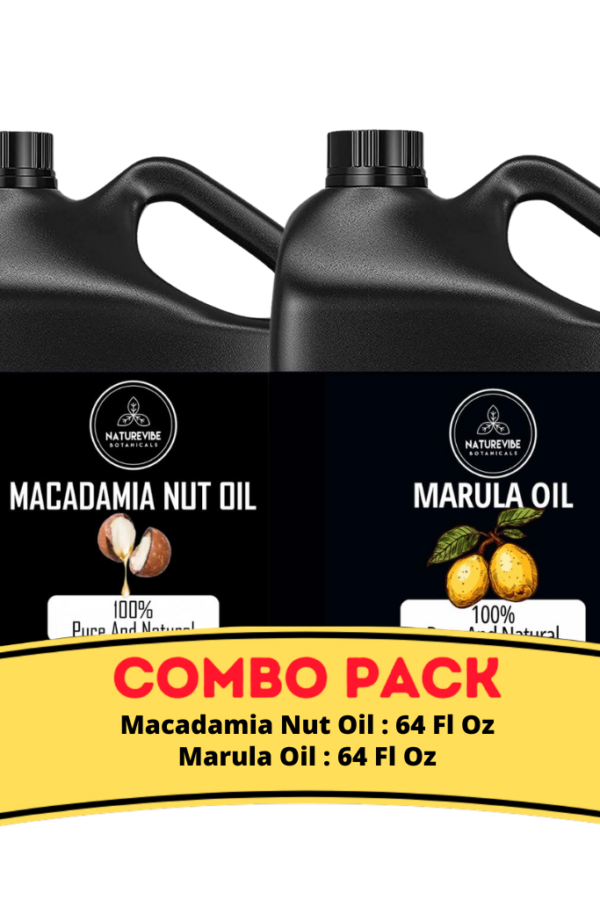 Macadamia Nut Oil & Marula Oil - Bundle of 64 Ounces Each | Hydrating and Nourishing for Skincare and Haircare | Soothes and Calms All Skin Types