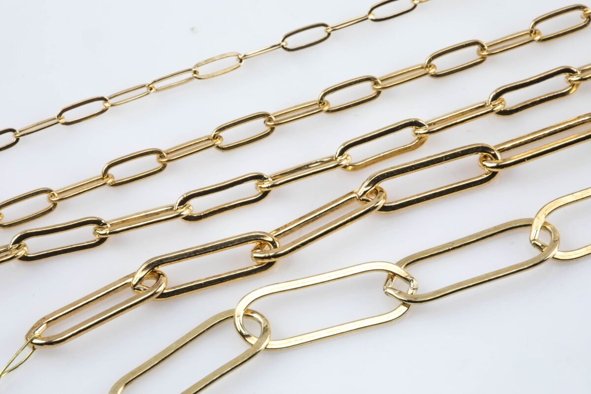 Made in USA Gold Filled Paperclip Chain Super - Made, Elongated Oval Chain, Multiple Sizes, Wholesale Low Price, By Foot