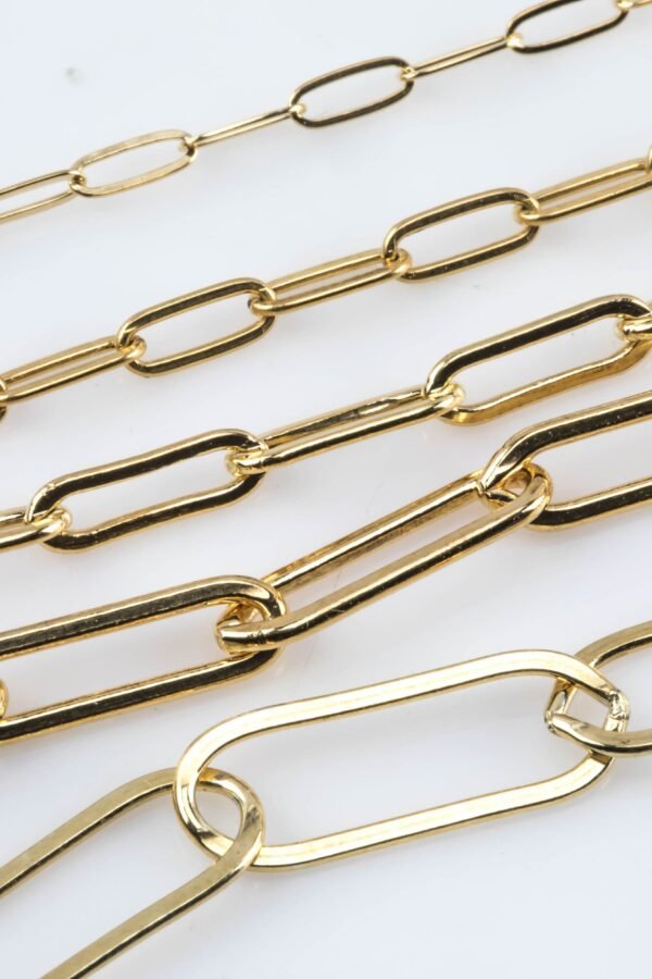 Made in USA Gold Filled Paperclip Chain Super - Made, Elongated Oval Chain, Multiple Sizes, Wholesale Low Price, By Foot