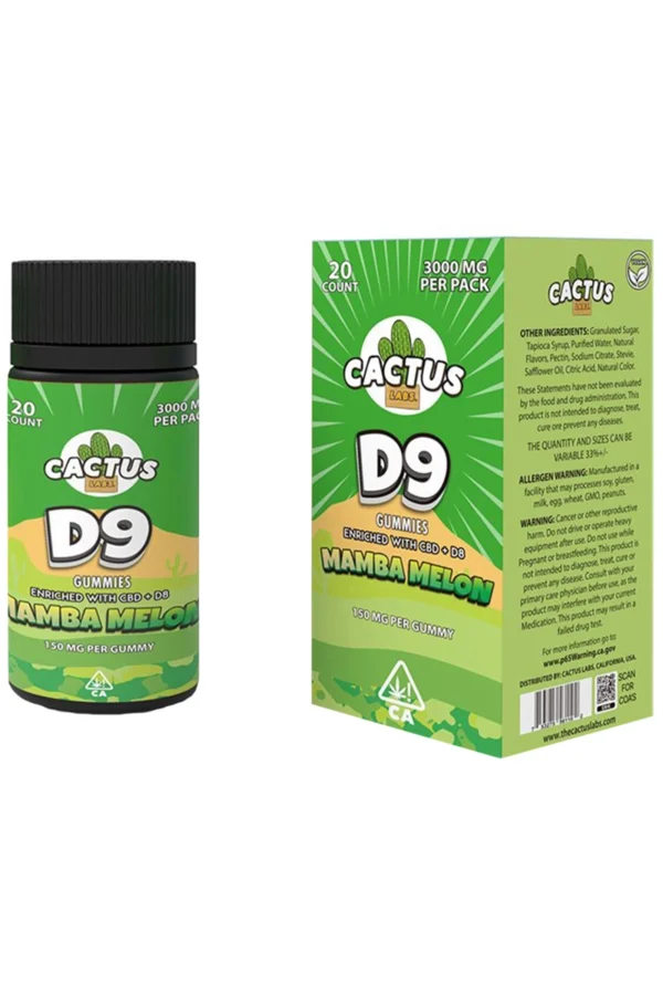 Mamba Melon Cactus Labs D9 With CBD+D8 3000mg
