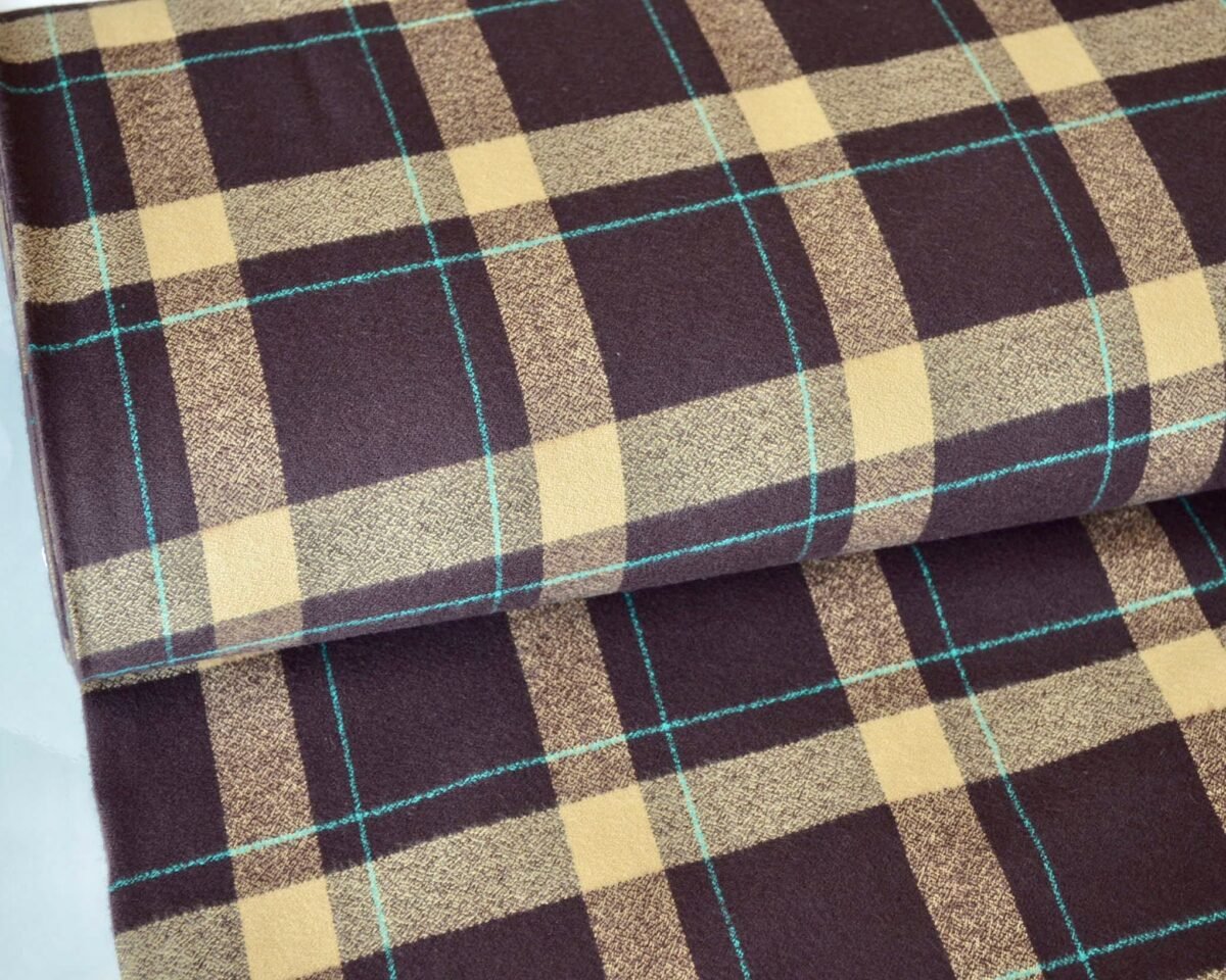 Mammoth Flannel Fabric, 17598-16 Brown Flannel, Dark Chocolate Plaid Fabric By Yards, Robert Kaufman