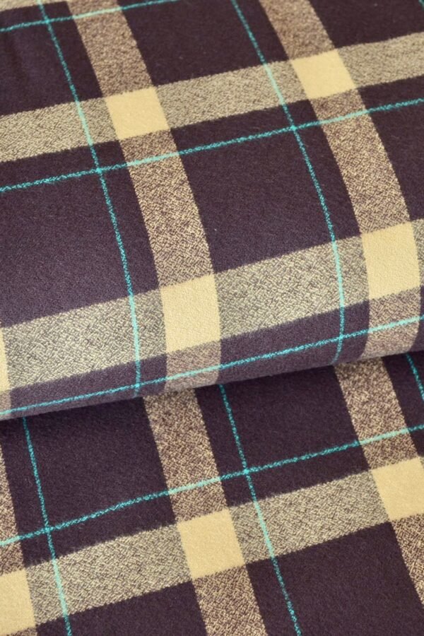Mammoth Flannel Fabric, 17598-16 Brown Flannel, Dark Chocolate Plaid Fabric By Yards, Robert Kaufman