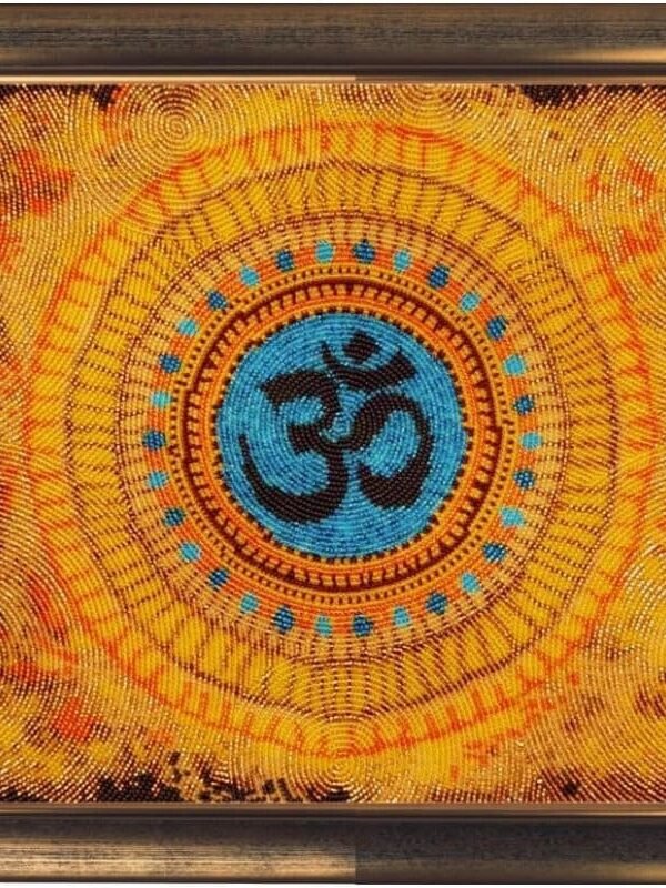 Mandala Om, East Bead Embroidery Set Symbol Embroidery, Needlepoint Tapestry Beaded Cross Stitch Kit Stitching Handcraft Diy